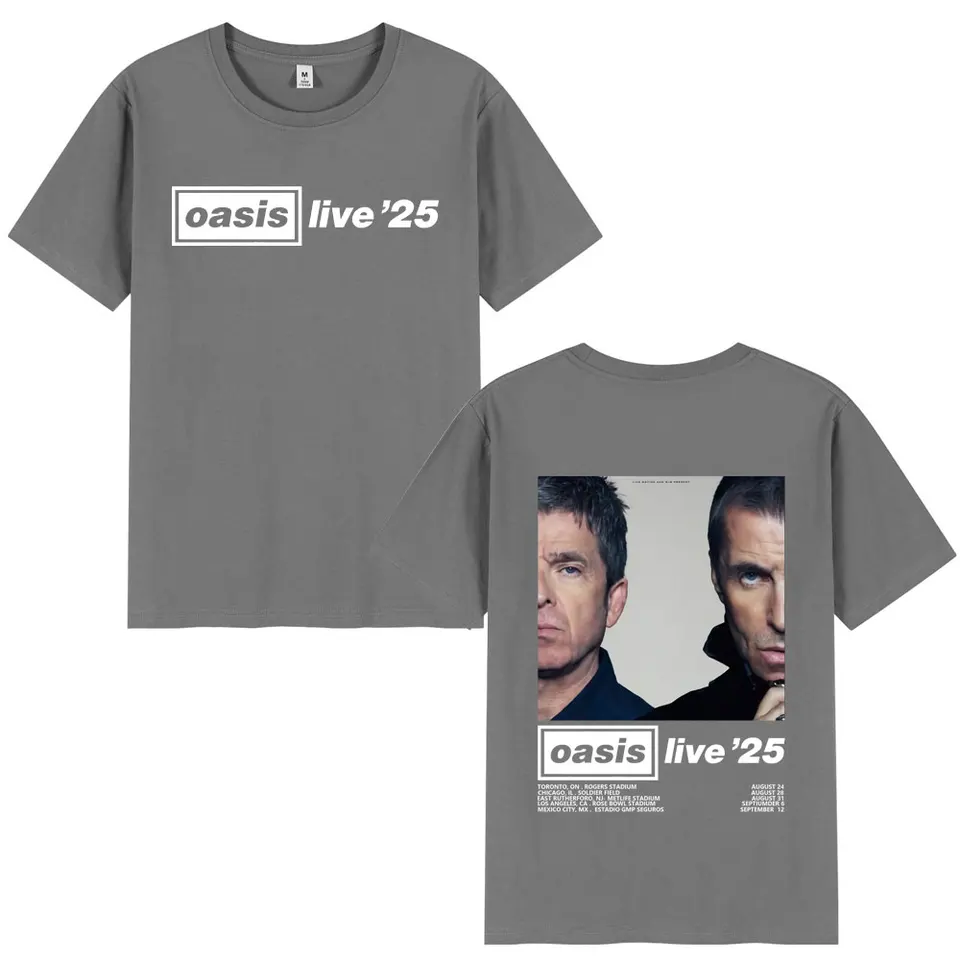O-Oasis Live 25 Tour T-Shirts British Rock Band T-shirt Mens