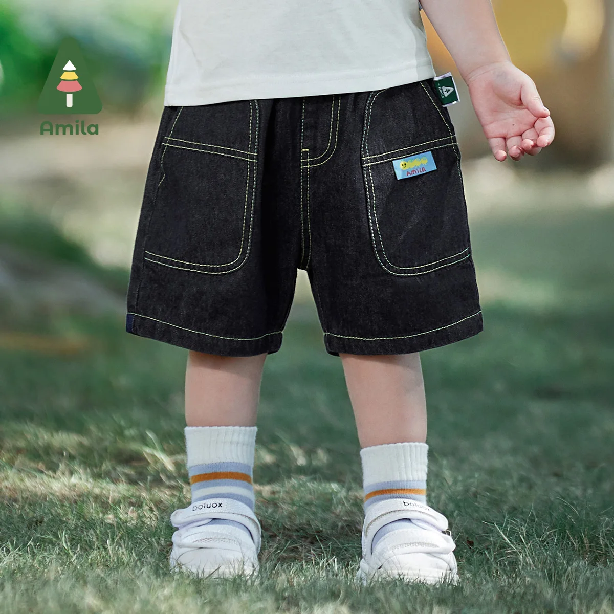 Baby Boy Pants Summer Denim Shorts Not Easy to Fade Cute Cartoon Pattern Casual Fashion Simple Children's Bottoms Amila baby shorts