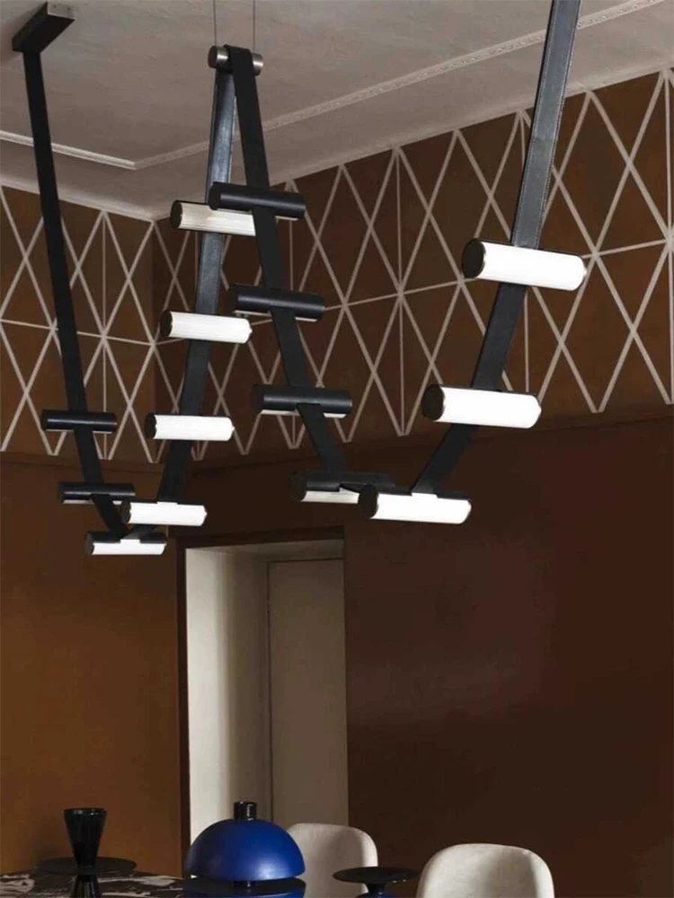 

Italian designer belt chandelier, minimalist Nordic modern living room, restaurant, exhibition hall creative pendant light