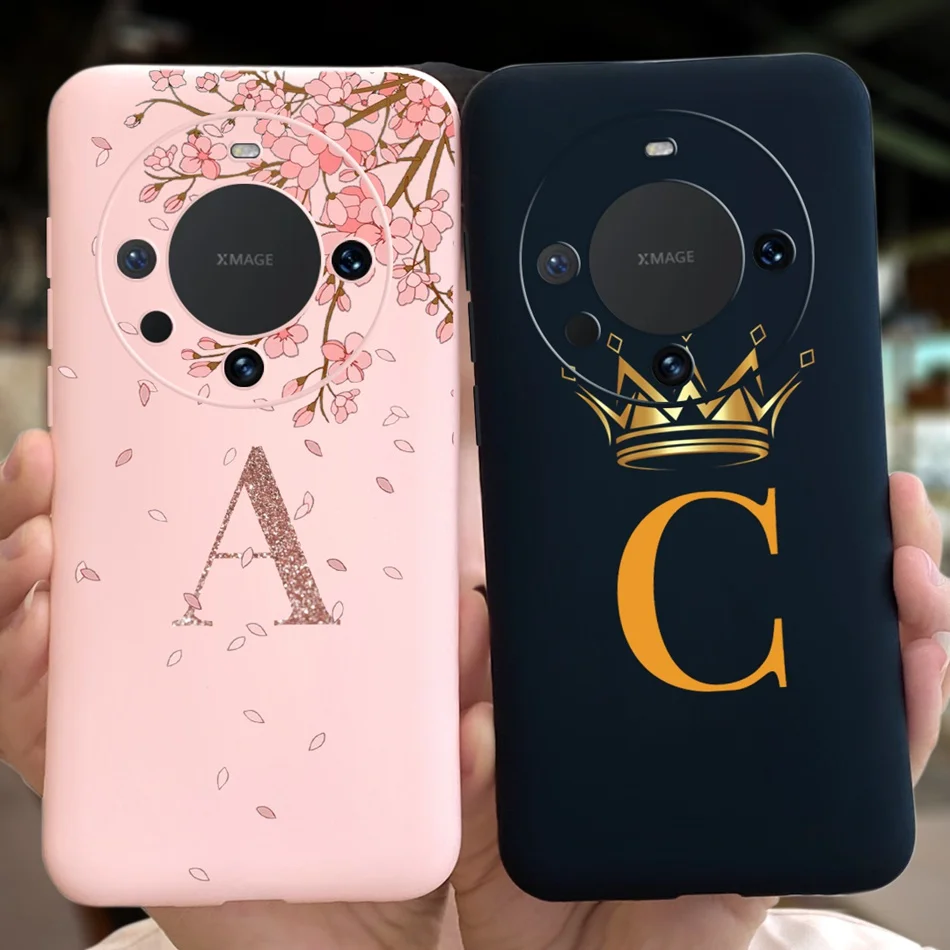 Per Huawei Mate 60 Custodia Huawei Mate 60 Pro 5G Aln-Al00 Aln-Al80 Mate60 60Pro Fashion Letter Cover Posteriore Morbida In Silicone Tpu Per Telefono