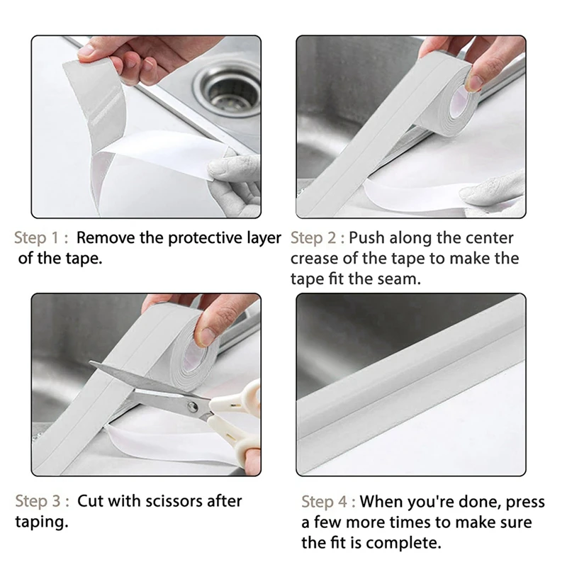 GYTB-3 Rolls Caulk Tape,Waterproof Self Adhesive,Caulking Strips For Toilet,Bathroom,Sink,Bathtub,Floor Wall Edge