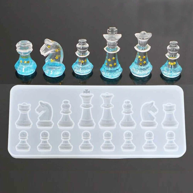Xadrez internacional forma silicone molde damas xadrez peças diy argila  cristal resina cola epoxy molde pingente