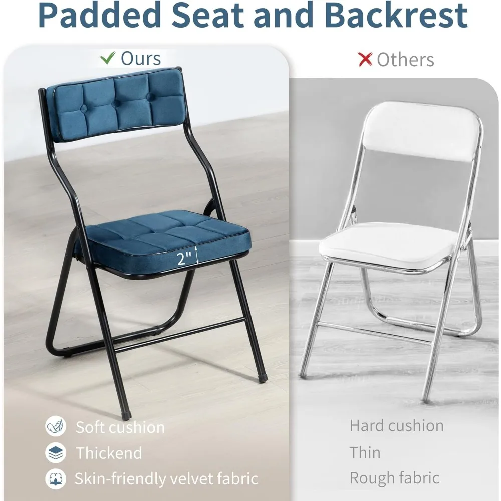 Padded Folding Chairs 4 Pack, Foldable Dining Chair with Cushion, Portable and Assembled Extra Seat for Wedding Party 3