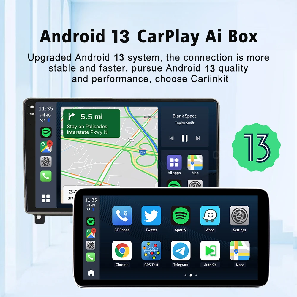 QCM665 Carlinkit Tv, pudełko Android 13 Plus dla Netflix dla YouTube bezprzewodowy CarPlay Android Auto 4GLTE GPS inteligentny Box samochodowy