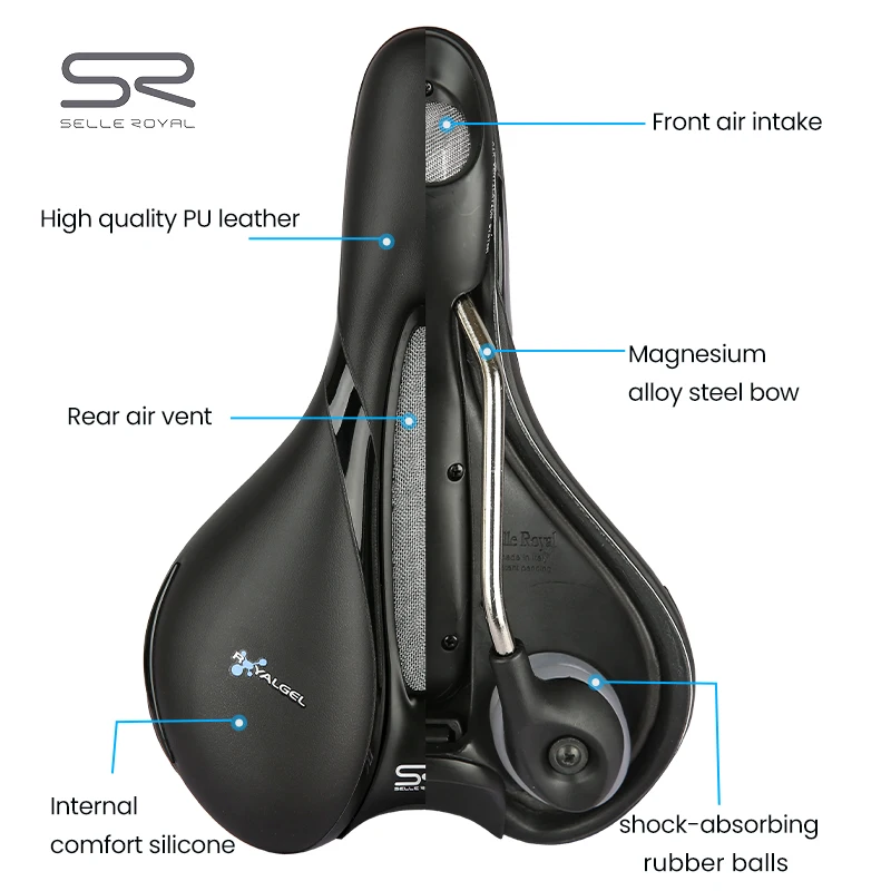 SELLE ROYAL Silica GEL Bicycle Saddle Rail Hollow Breathable Shock