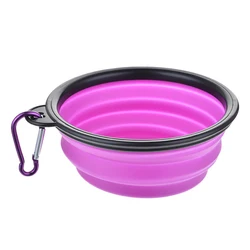 Large Collapsible Silicone Dog Bowl - Portable Travel Food Container and Feeder Dish - 650ml (Purple)