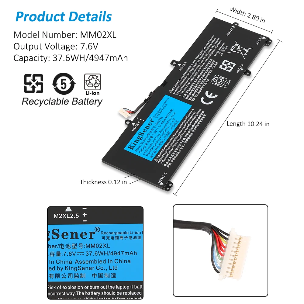 Bateria do Portátil para hp Pavilion Bateria do Portátil para 13-an000 5he66pa Série Hstnn-db8u L278681c1 Mm02037xl 7.6v 4960mah Kingsener-mm02xl - Imagem 6