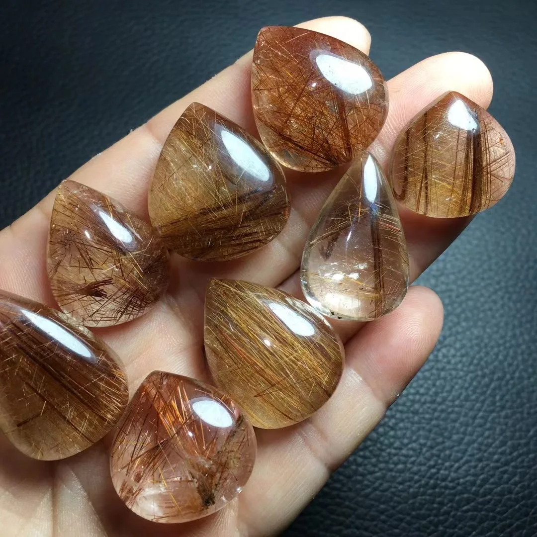 

1 Pc Fengbaowu Natural Copper Rutilated Quartz Water Drop Pendant Crystal Reiki Healing Stone Fashion Jewelry Gift