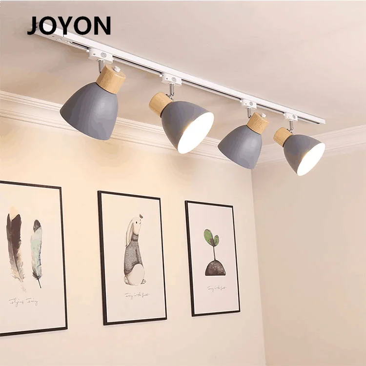 

Track Lights E27 Iron Wood on Rail Spotlights for Clothing Store Track Lighting museum chain store business Hall shopping mall