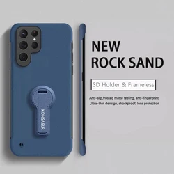 Rock Sand Matte Frosted Thin Frameless Phone Case with Rotating Holder - Galaxy Note10 5G (Blue)