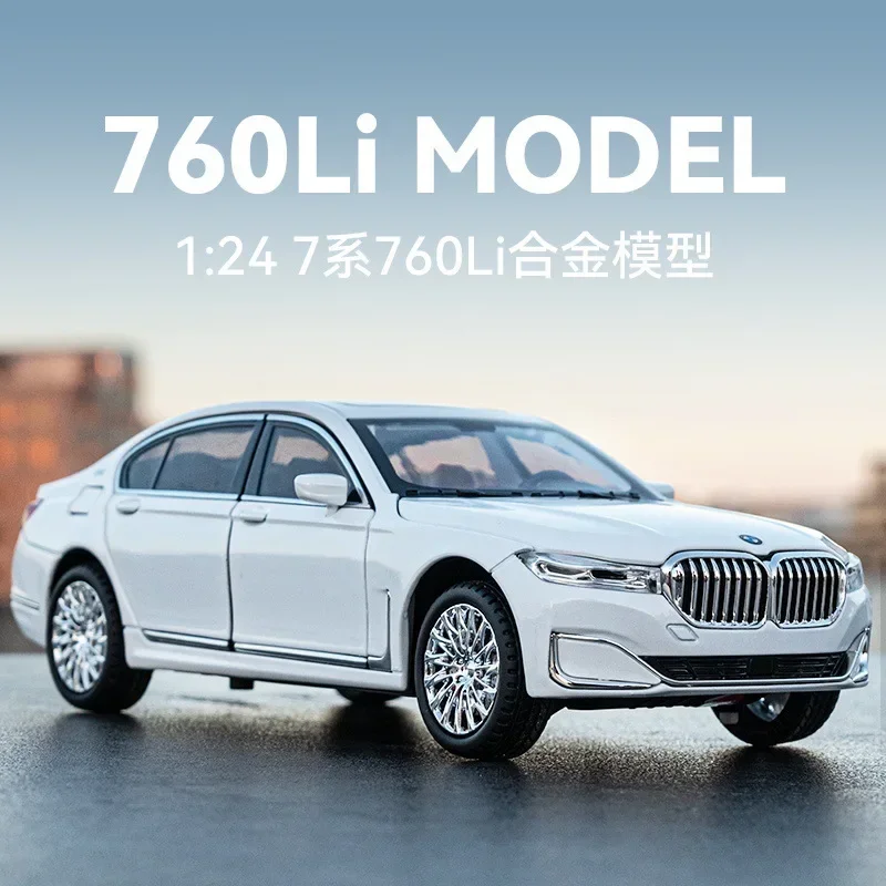 1:24 BMW 760LI High Simulation Diecast Metal Alloy Model car Sound Light Pull Back Collection Kids Toy Gifts A616 images - 6