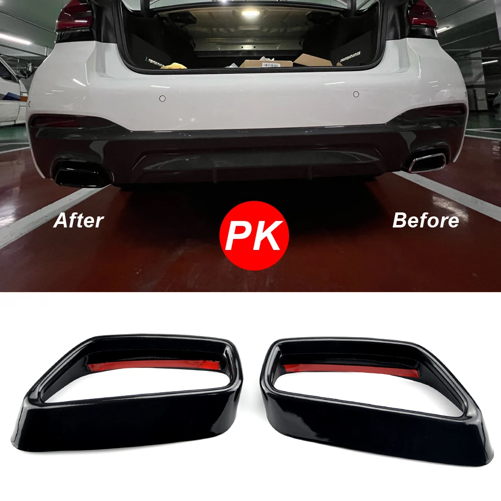 

Black Stainless Steel Car Tail Throat Accessories Car Tail Muffler Exhaust Pipe Output Cover For BMW 5 Series G30 G38 2018-2022B