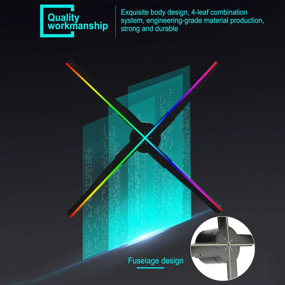 DARHYN Advertising 3D Holographic Fan Screen Stereoscopic Display Suspended Project Lamp 42cm Suspended Imaging Advert Machine