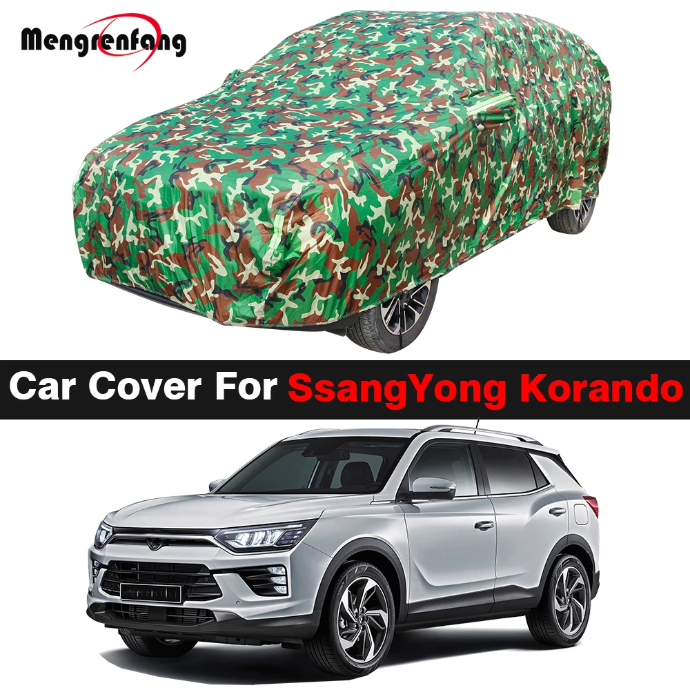 

Camouflage Car Cover Waterproof SUV Anti-UV Sun Shade Rain Snow Wind Resistant Cover Dustproof For SsangYong Korando 1996-2023