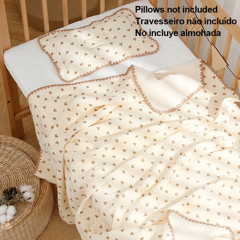 #My Soft Life# All Season 4 Layers Muslin Cotton Newborn Blanket Breathable Baby Swaddle Cute Cool Infant Quilt