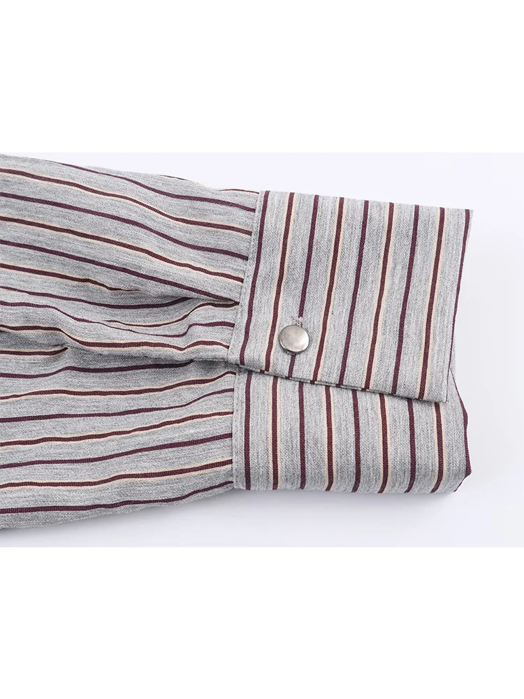 2026 New Women's Striped Print Shirts Elegant Lace Up Bow Irregular Top Fashion V Neck Office Ladies Commuting Blouses Tops