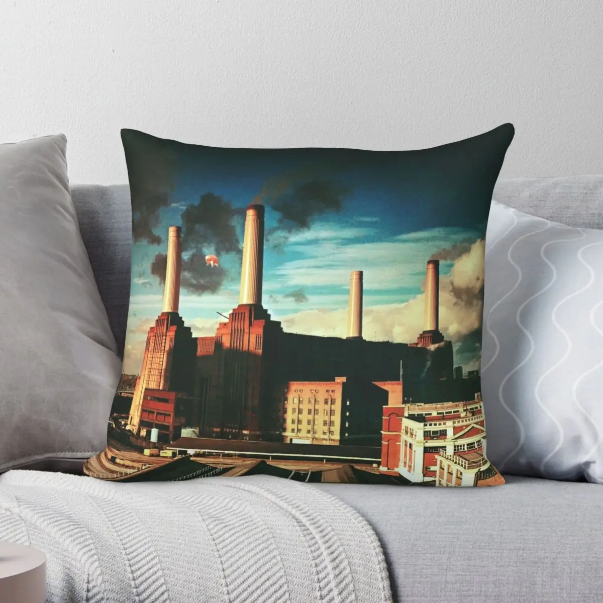 

Фабричный большой синий квадратный чехол для подушки из полиэстера и льна, бархатный креативный декоративный чехол для подушки на молнии