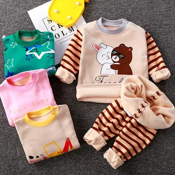 Kids Thick Warm Cartoon Pajama Set 1