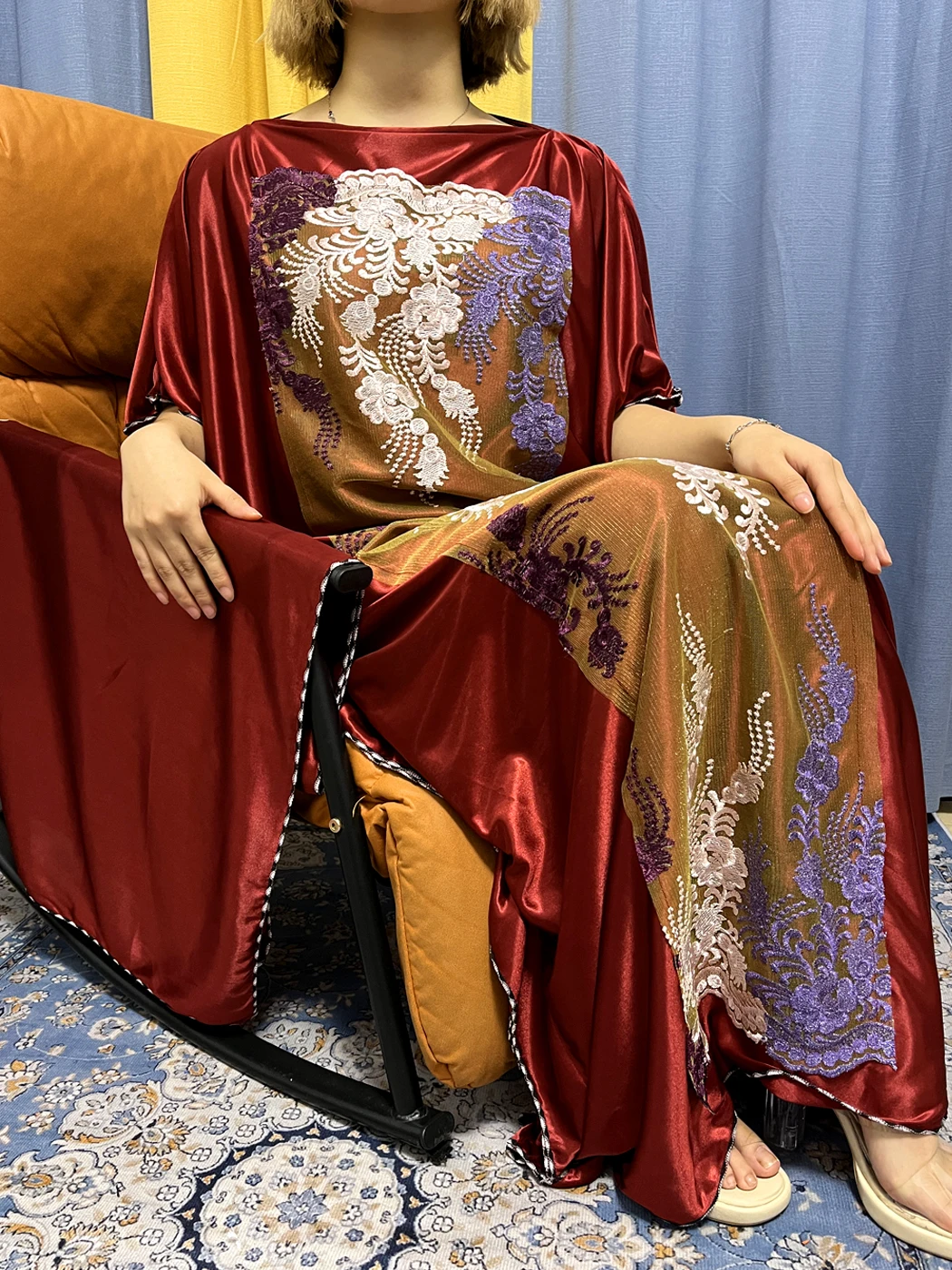 Muslim Abayas For Women Dubai 2023 Appliques Emborider Polyester Loose Femme Robe Islam African Traditional Dresses With Turban