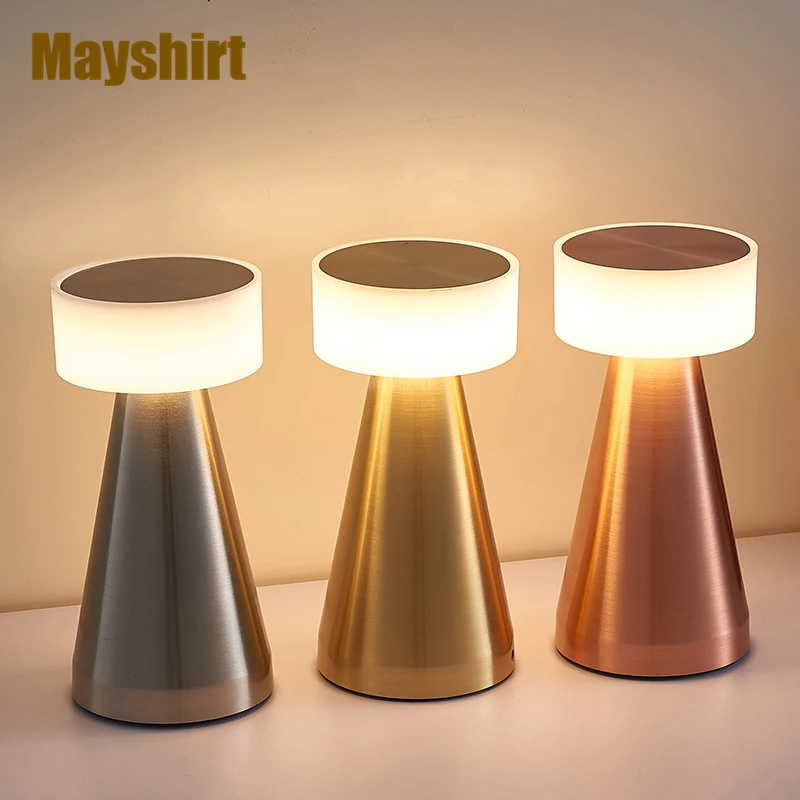 

Cordless Rechargeable Bar Table Lamp Portable Wireless Mushroom Desk Lamps Restaurant Bedroom Lighting Led Night Light Fixtures