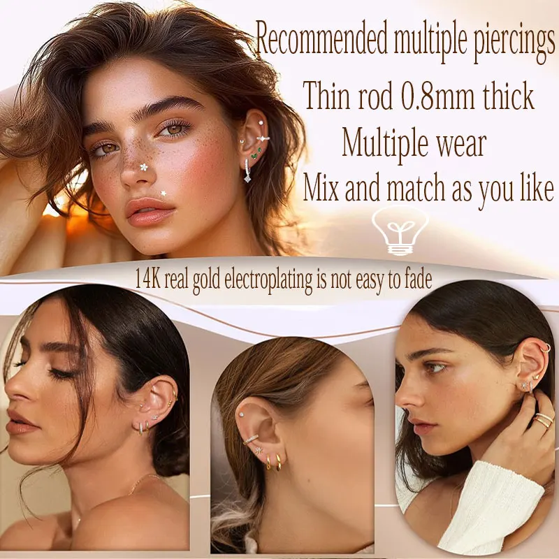 2Pcs Simple Stainless Steel Small Hoop Earrings for Women Men Brass Cartilage Ear Piercing Jewelry Pendientes Hombre Mujer Ear