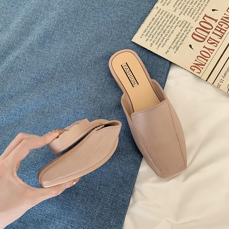 Summer Simple Styles Sandals And Slippers Outer Wear Baotou Half Slipper Fashion Temperament Wear-resistant And Non-slip Slipper