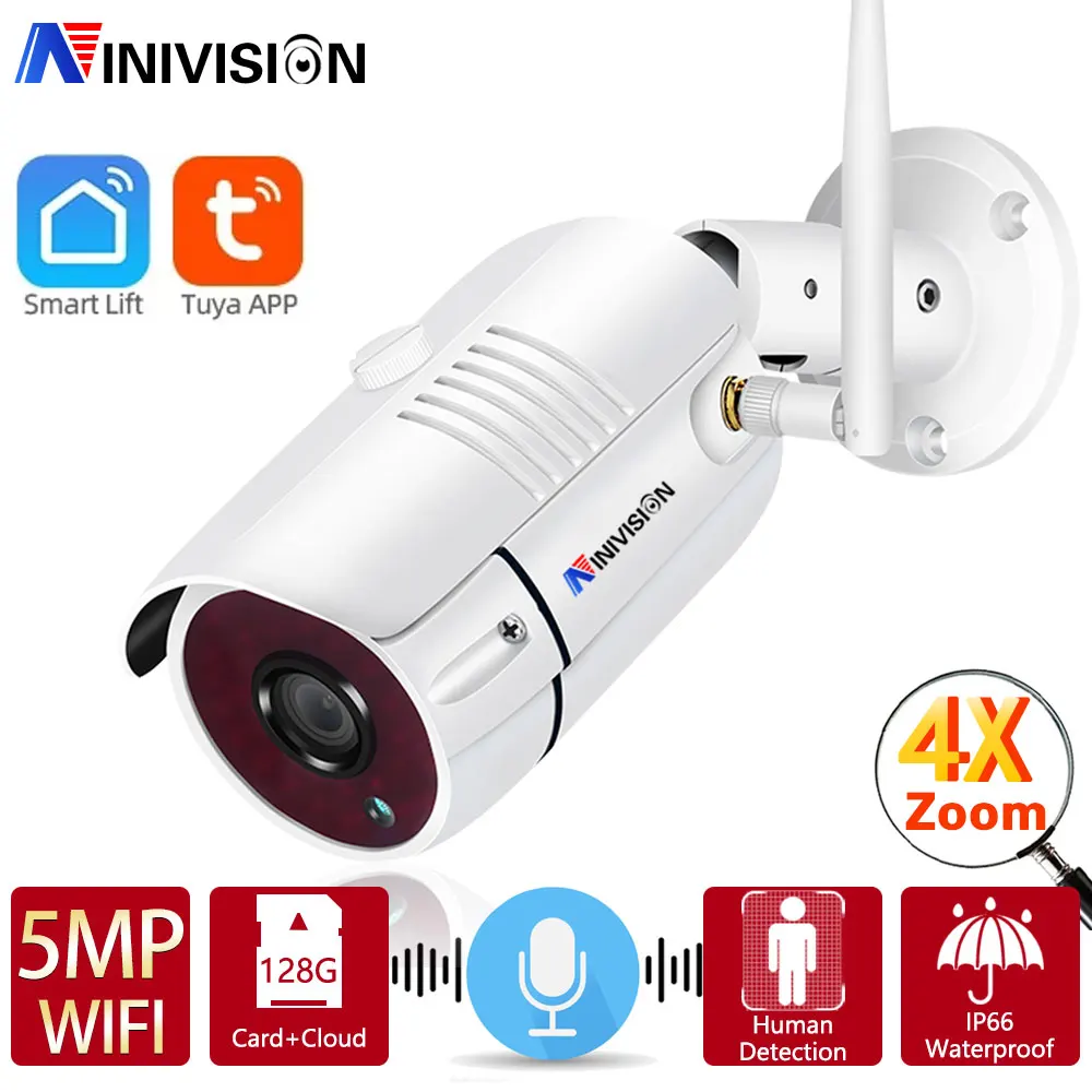 Tuya 1080P 5MP Bullet WiFi Camera Outdoor Security Human Protection CCTV Video Surveillance Metal Housing Cam Motion Detection