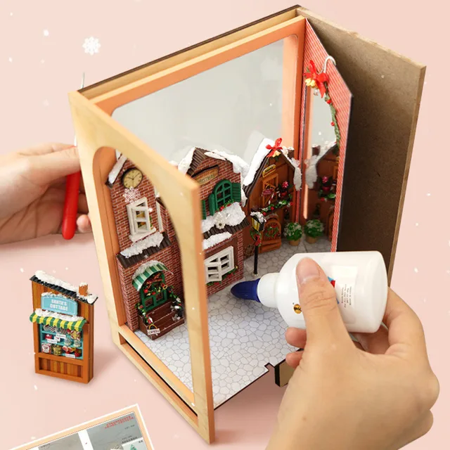 DIY 나무 책 구석 키트 선반 삽입 책꽂이