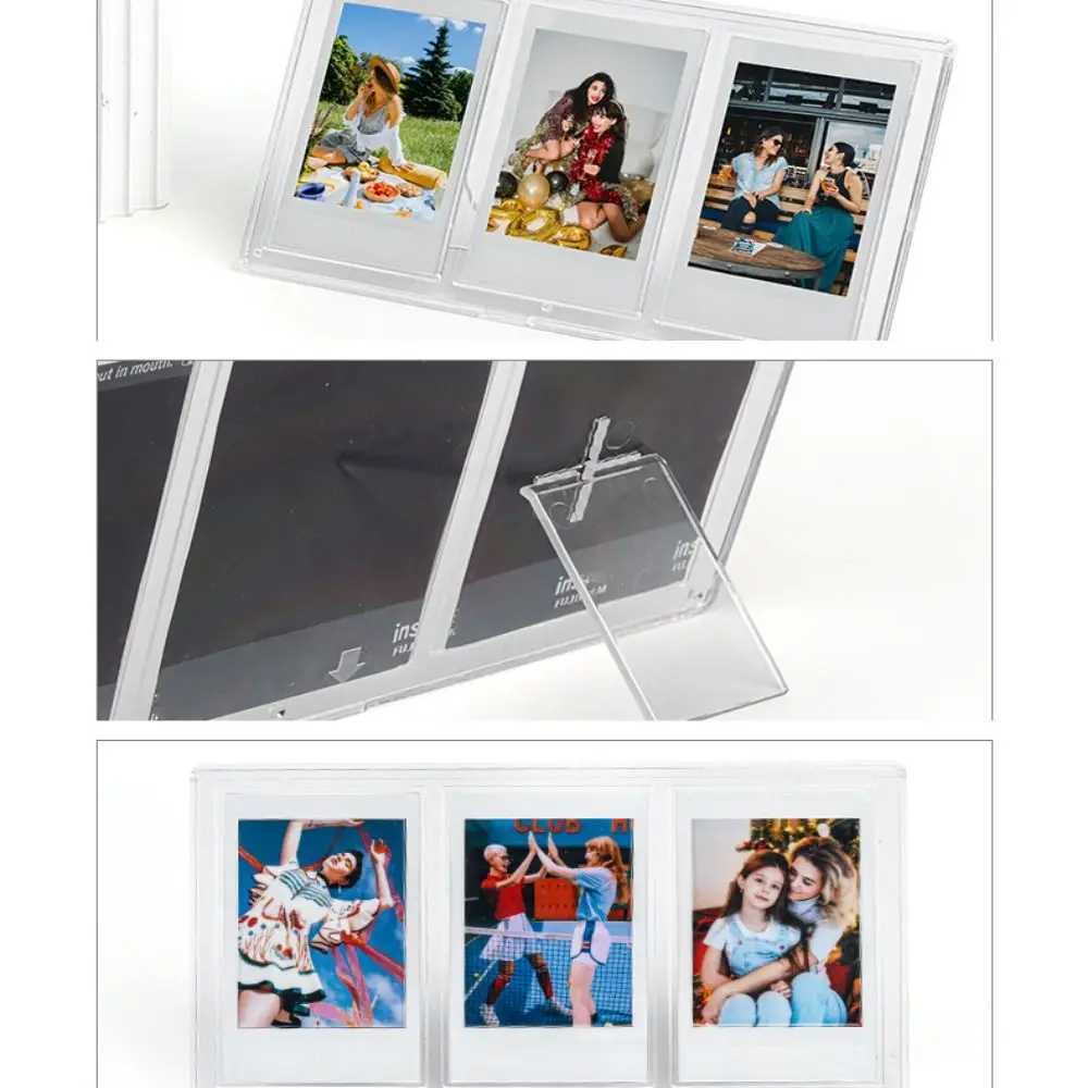 Three-Slot Vertical Transparent Film Photo Frame – 3-Inch Instant Picture Holder