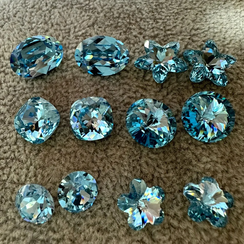 Super Aquamarin Schmuck machen Perlen Glas Nähen Strass Strass DIY Dekorationen Phantasie Steine für Tanz kleid Sporta nzug