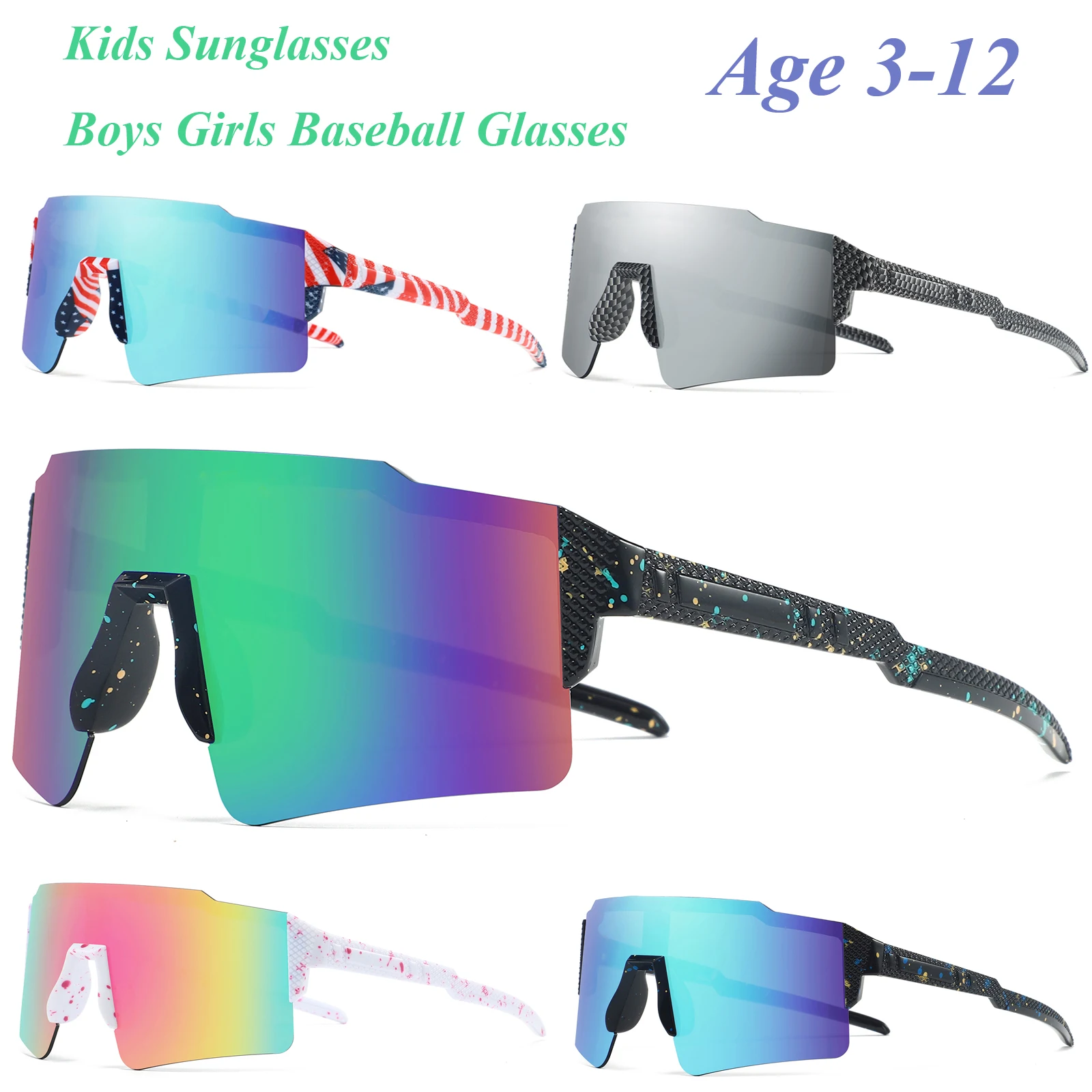 Kids Sunglasses Boys Girls Sun Glasses Youth Outdoor Sport Eyewear Cycling Running Baseball Goggles