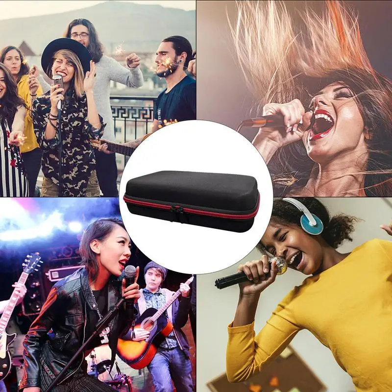 Portable EVA Wireless Microphone Storage Bag Carrying Case Compatible with Wireless Two Microphone System for Trip Camping microphone storage bag