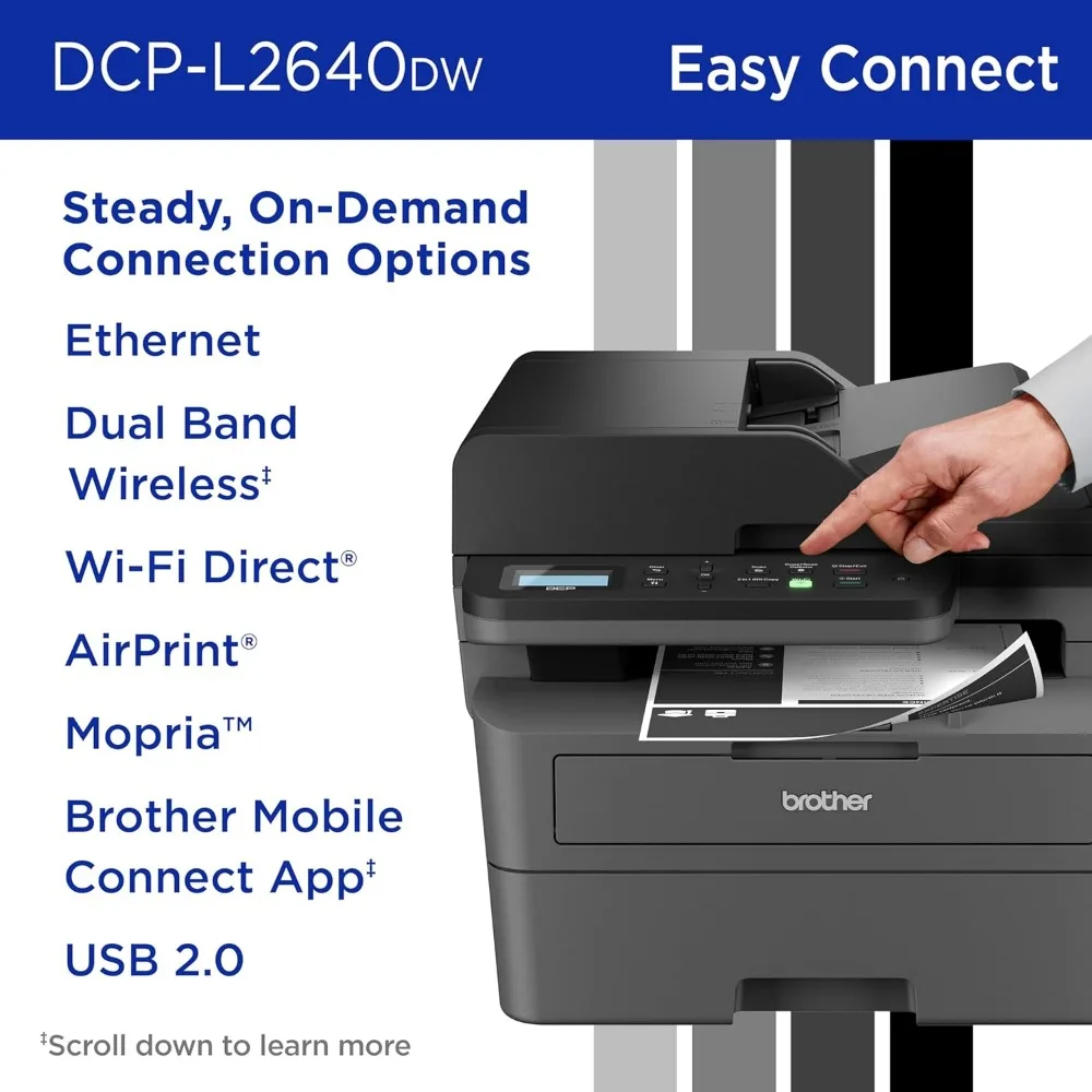 Laser Printer DCP-L2640DW Wireless Compact Monochrome Multi-Function Laser Printer with Copy and Scan Duplex Mobile