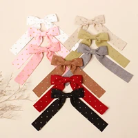 3pcs Butterfly Knot Corduroy Gold Dot Long Tail Hair Clips Soft Delicate Children Hair Accessories Party Photo Girl Hair Clip 1