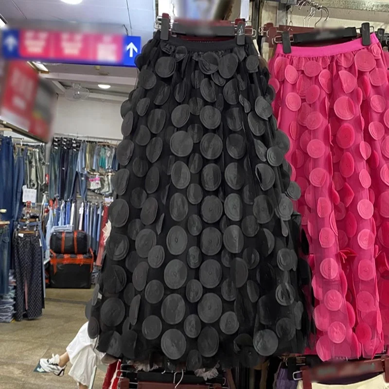 Saia Tule Saia Branca Com Bolas Pretas Saia Feminina Saia Midi De