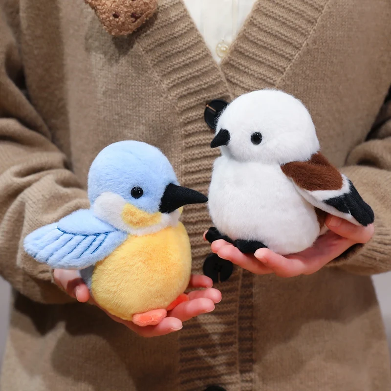 Wholesale 12cm Lifelike Bird Plush Toy Kingfisher Pigeon Tit bird Doll Shake It Up And Down To Make Sounds Kid Interactive Gift