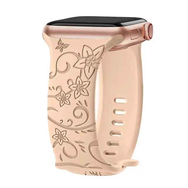 Engraved Band for Apple Watch Strap 46mm 44mm 42mm 41mm 40 45mm Ultra 3 2 49mm Floral Bracelet Iwatch Series 11 10 9 8 7 SE 6 5 - Image 12