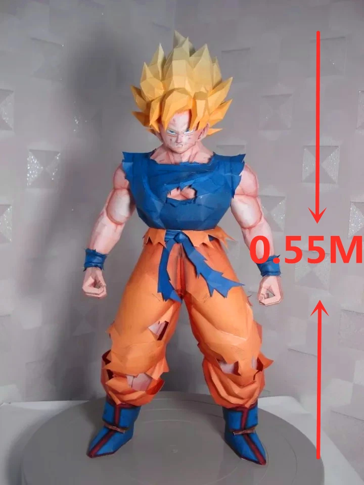 thumbnail image 1 of Figura de papel de anime japonés Dragon Ball Z, modelo SonGoku de 1,8 m, escultura de papel 3D, juguetes hechos a mano, decoración del hogar, figura coleccionable, 1 of 5