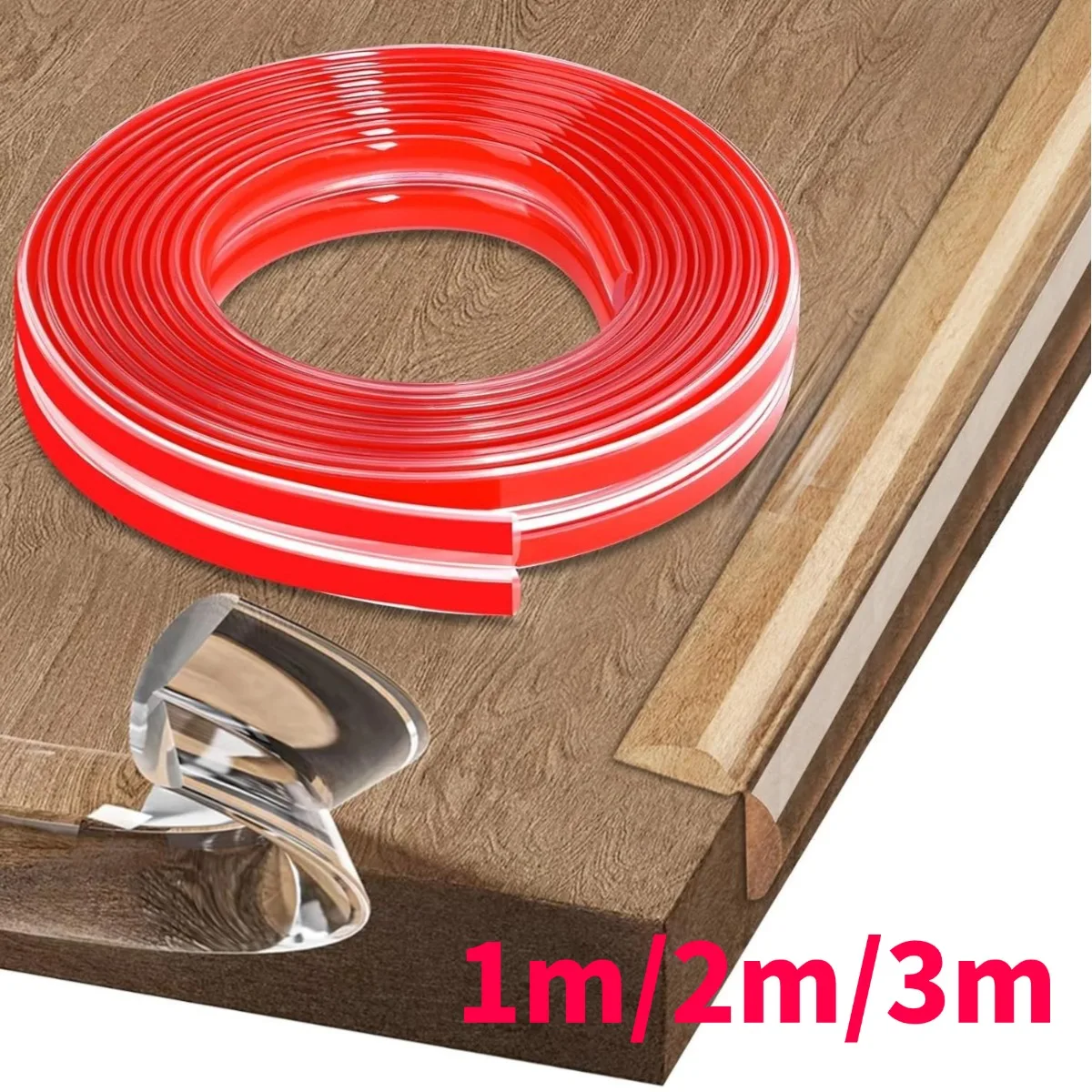 W Type Collision Proof Table Edge Guard Corner Protector Self Adhesive Transparent Bumper Strip for Furniture Safety 1/2/3M Leng
