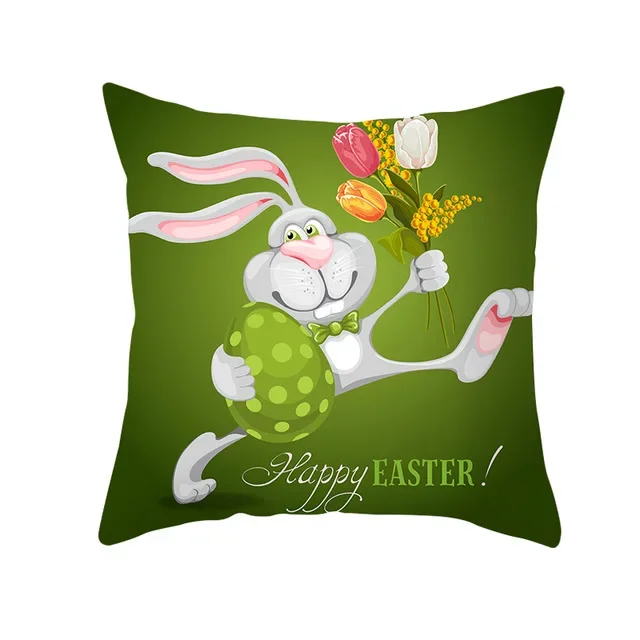 Cute Rabbit Easter Polyester Soft Cushion Cover Home Bedroom Hotel Car Decoration Cushion Cover Wedding Personality Gift 45x45cm