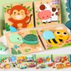 Cartoon Wooden 3D Animal Jigsaw Puzzle Board Block Children Preschool Early Educational Leaning Games Toy For Kids Boys Girls 4