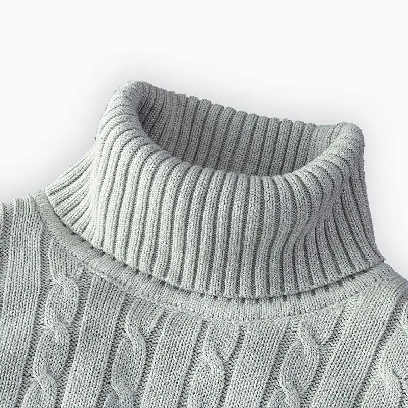 Men's Thiened High Collar Sweater Autumn Winter Warm Sli Cotton Knitwear Lazy High-End Feeling Long Sve Crew Ne