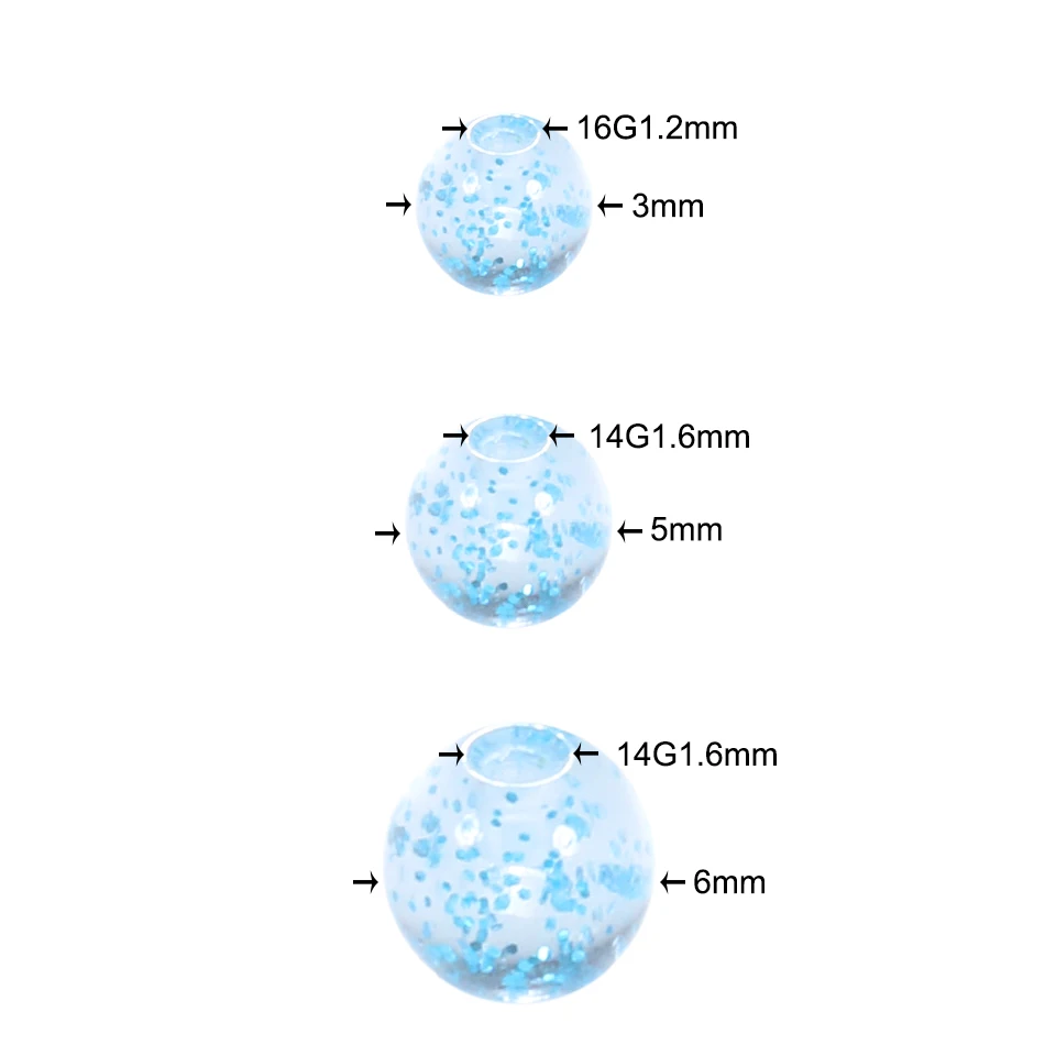 Piercing Jewelry Colorful Luminous Acrylic Replacement Ball Tongue Barbell Lip Ring Ear Belly Eyebrow Piercing Balls 3mm 5mm 6mm