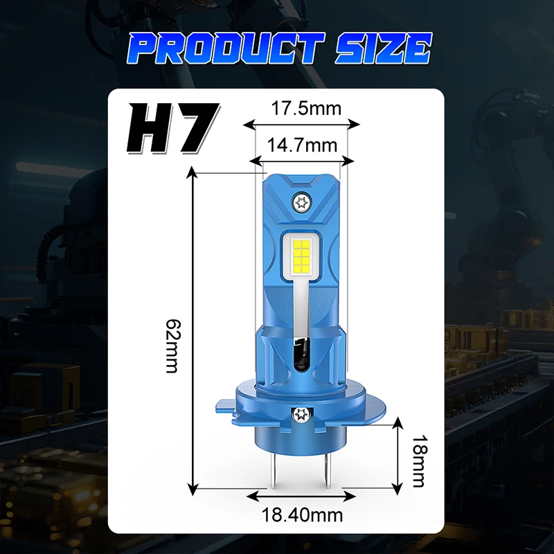 H7 LED 헤드라이트 전구 미니 무선 60W 20000LM 6000K CSP 자동차 헤드램프용 자동 다이오드 램프 H7 터보 LED H7 12V 자동차 키트