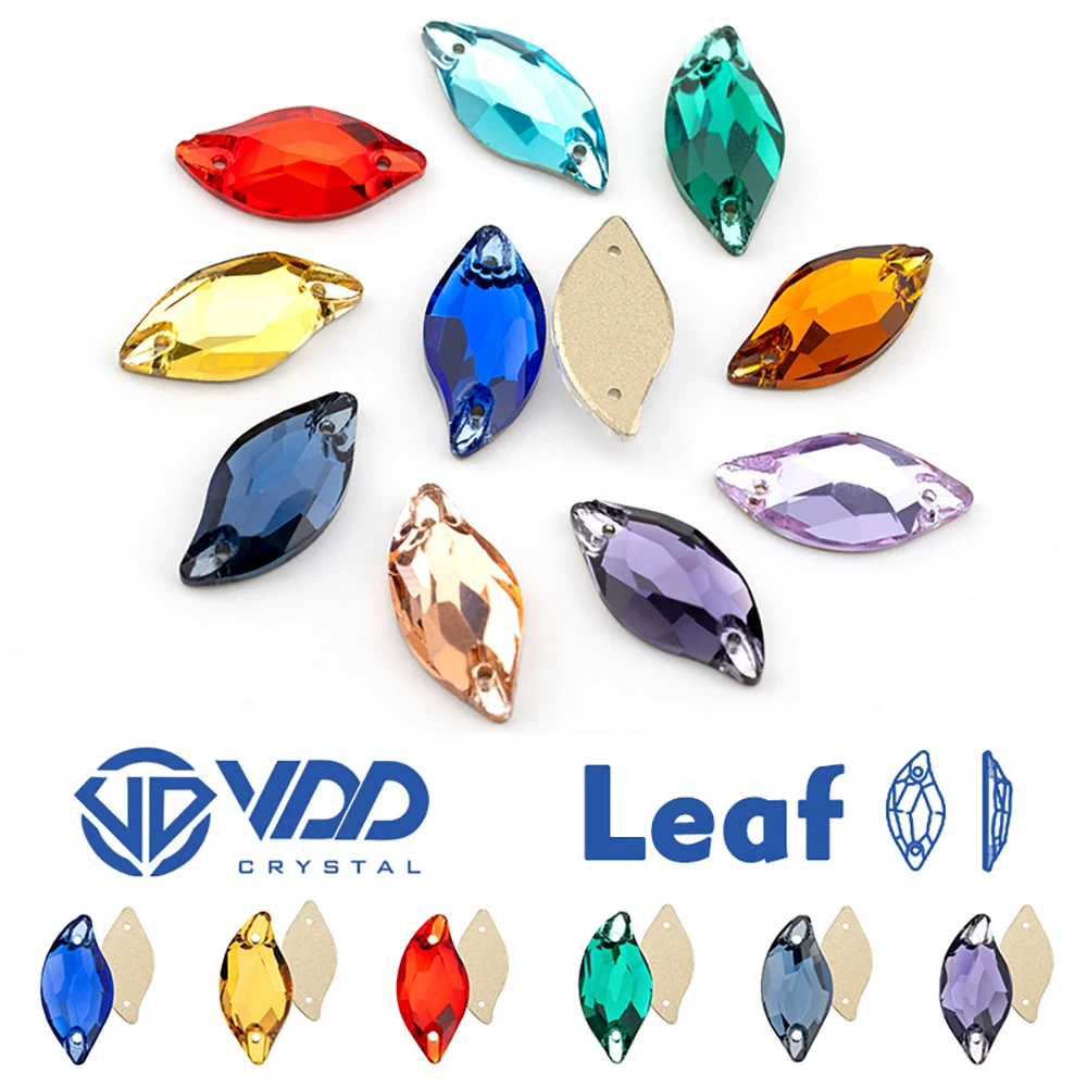 VDD Blatt Mehrere Farben Top Qualität K9 Glas Nähen Auf Strass Kristall FlatBack Nähen Steine Für DIY Kleidung Dekorationen