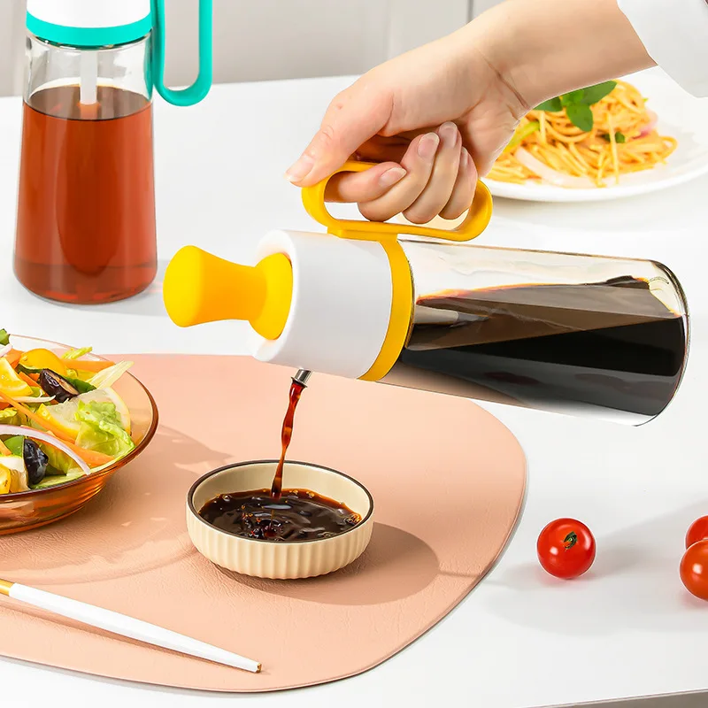 2 in 1 Oil Bottle with Silicone Brush Olive Oil Dispenser Bottle for Kitchen Cooking Baking BBQ Air Fryer Baking Pastry Brush