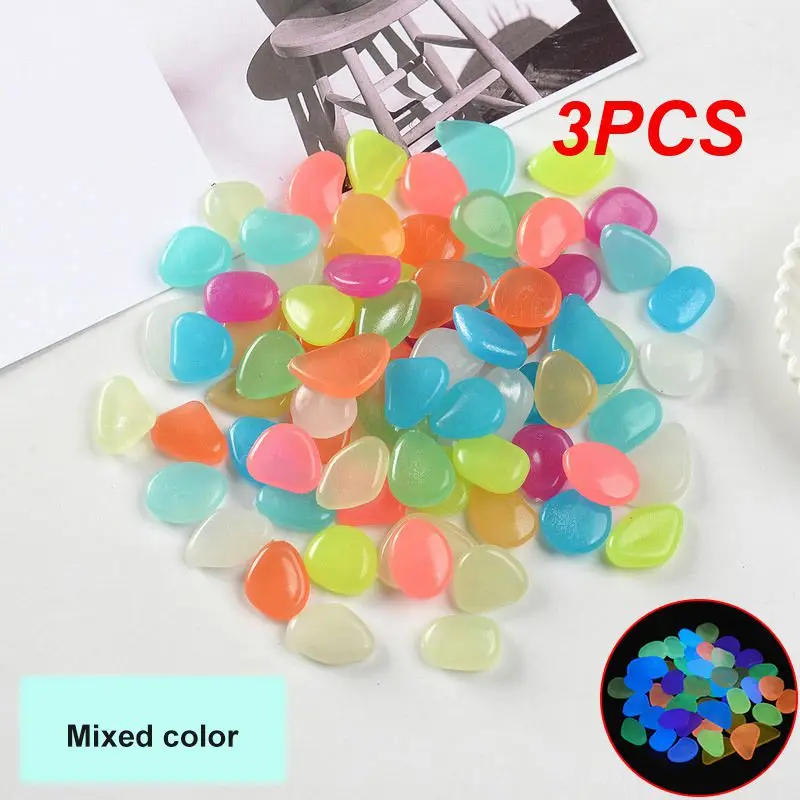

3PCS Glow In The Dark Pebbles Luminous Stones Walkways Garden Patio Lawn Garden Yard Aquarium Fish Tank Decor Glow Stones