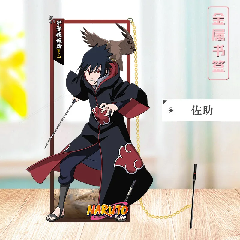 thumbnail image 1 of Marcadores de metal de Naruto, figura de anime, Itachi Sasuke, 9 x 4 cm, marcadores de lectura, colección de fans, papelería, decoración, regalo de vacaciones, 1 of 5