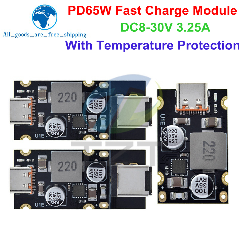 TZT QC4.0 QC3.0 Type-C USB PD65W Fast Charging Adapter Module DC8-32V 3.25A 65W Step Down Module For Huawei SCP/FCP Apple PD