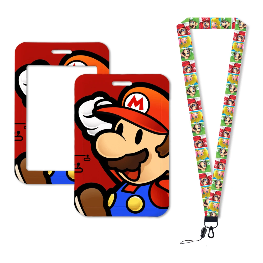 Hot Selling Game Mario Anime Cartoon Cute Frog Kawaii Student Campus Card Holder Lanyard Kids ID Badge Holder Card Sleeves 3